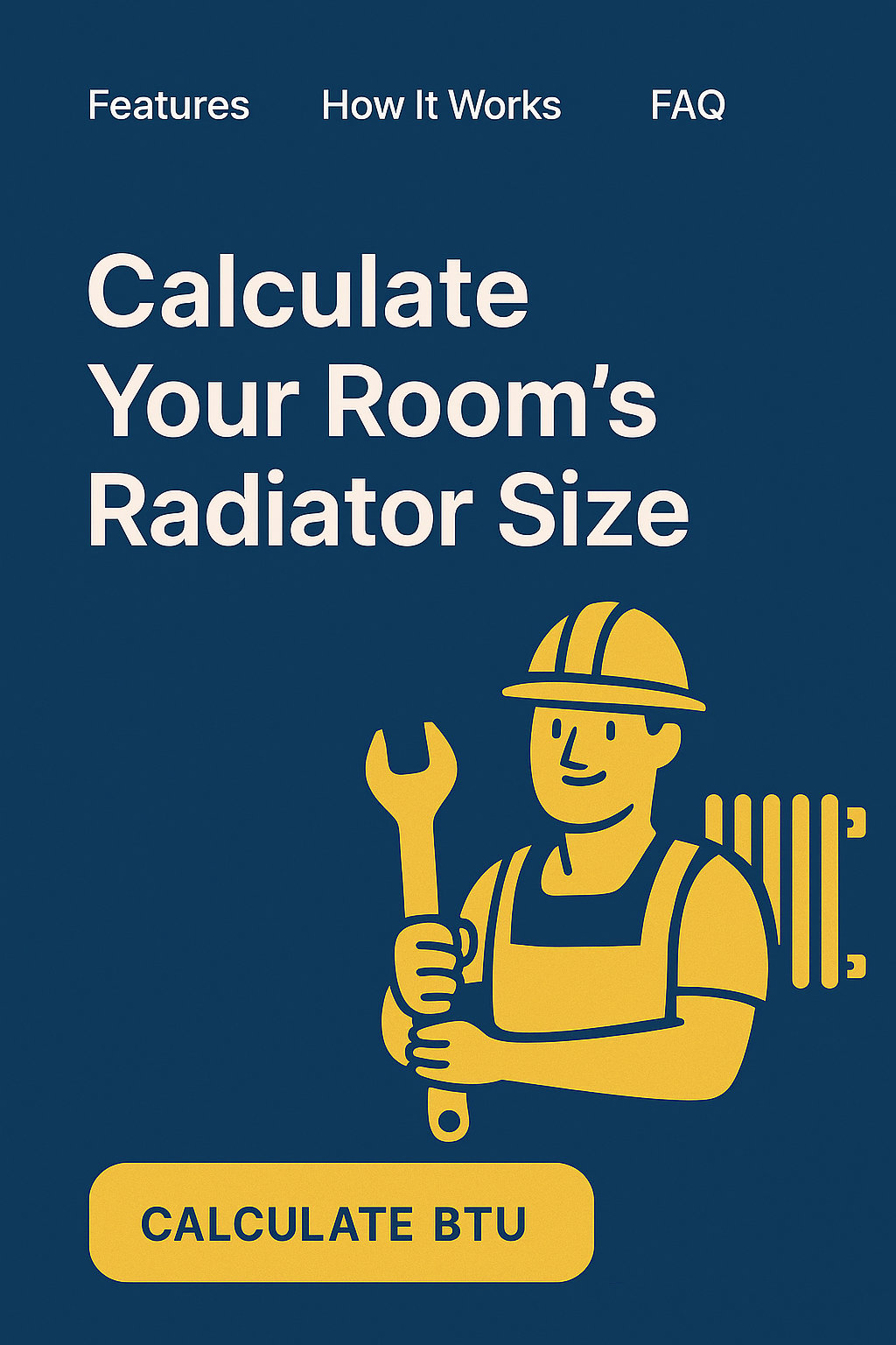 Heating engineer illustration with radiator and wrench
